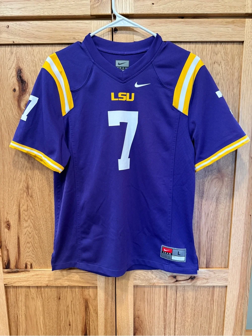 Nike Youth LSU Football Jersey Purple with Gold & White #7
